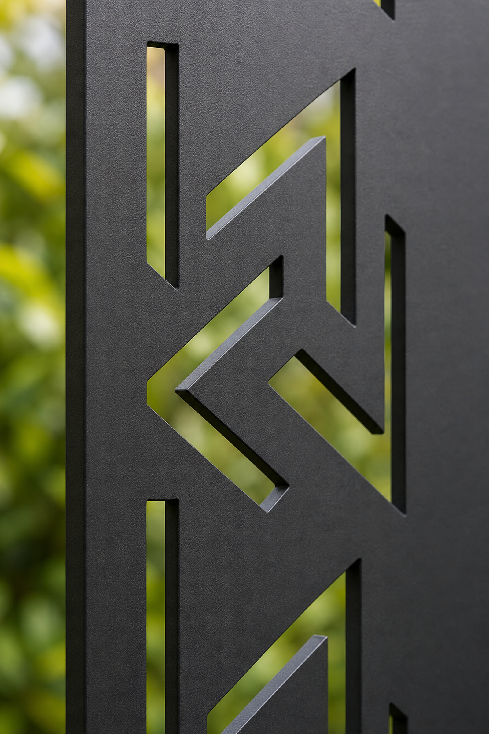 Design 004 Chevron Arrow Laser Cut Metal Privacy Screen Panel close-up detail view