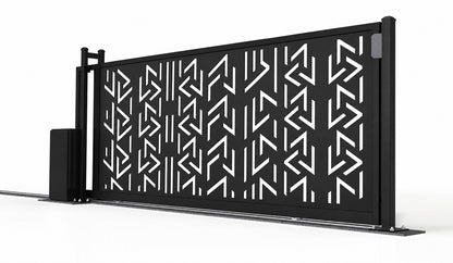 Design 004 modern privacy laser cut sliding driveway gate white background product render