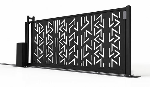 Design 004 modern privacy laser cut sliding driveway gate white background product render