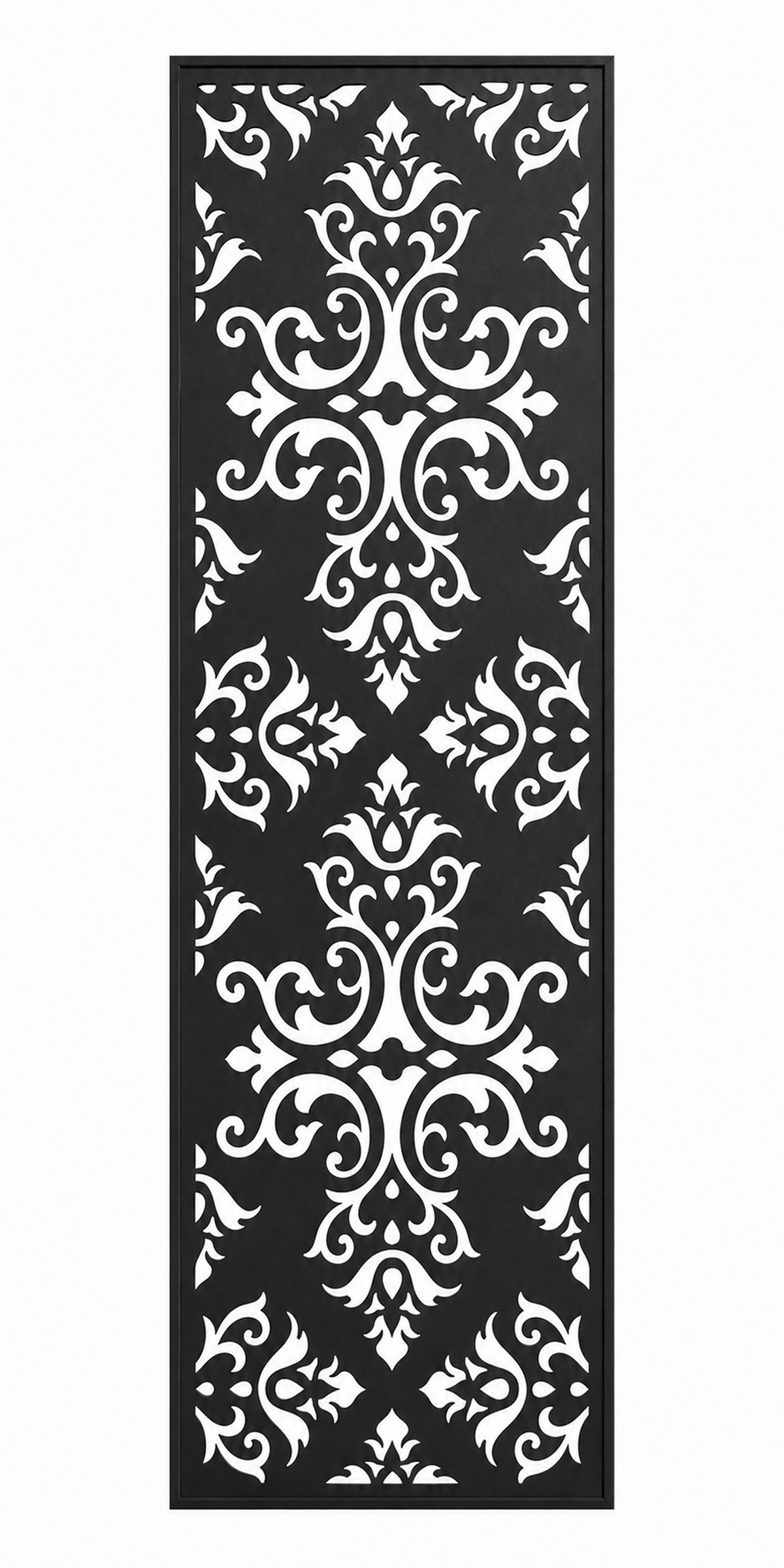 Design 005 Baroque Damask Laser Cut Metal Privacy Screen Panel front main view
