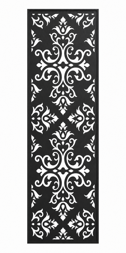 Design 005 Baroque Damask Laser Cut Metal Privacy Screen Panel front main view