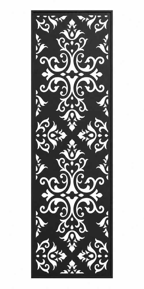 Design 005 Baroque Damask Laser Cut Metal Privacy Screen Panel front main view