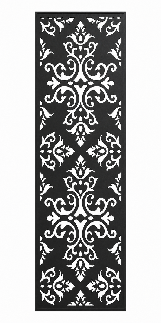 Design 005 Baroque Damask Laser Cut Metal Privacy Screen Panel front main view