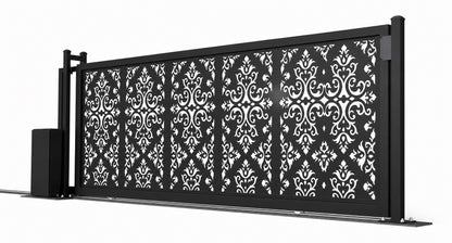 Design 005 decorative entry laser cut sliding driveway gate white background product render