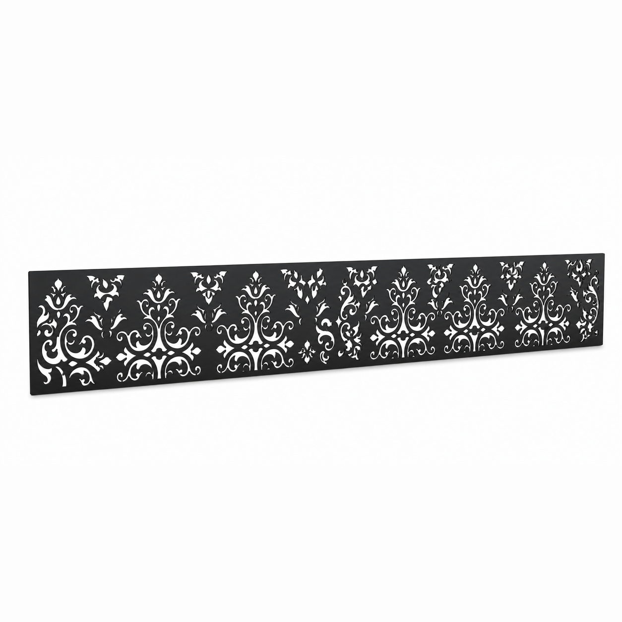 Diamond Filigree Mesh laser cut metal fence topper insert perspective view, Design 005