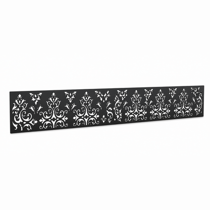 Diamond Filigree Mesh laser cut metal fence topper insert perspective view, Design 005