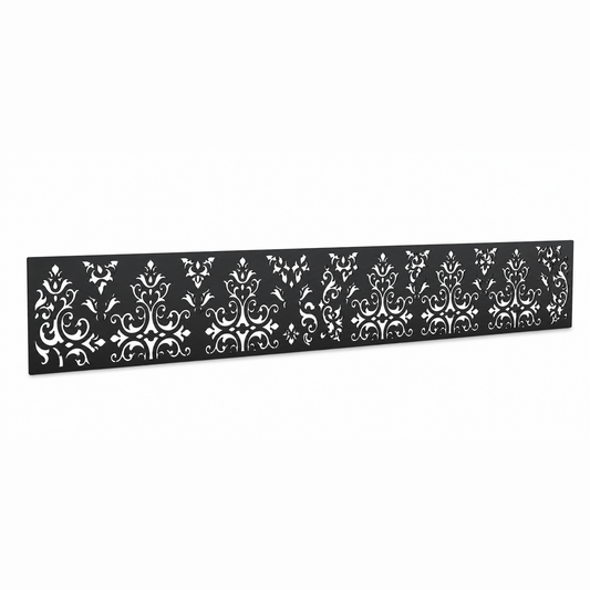 Diamond Filigree Mesh laser cut metal fence topper insert perspective view, Design 005