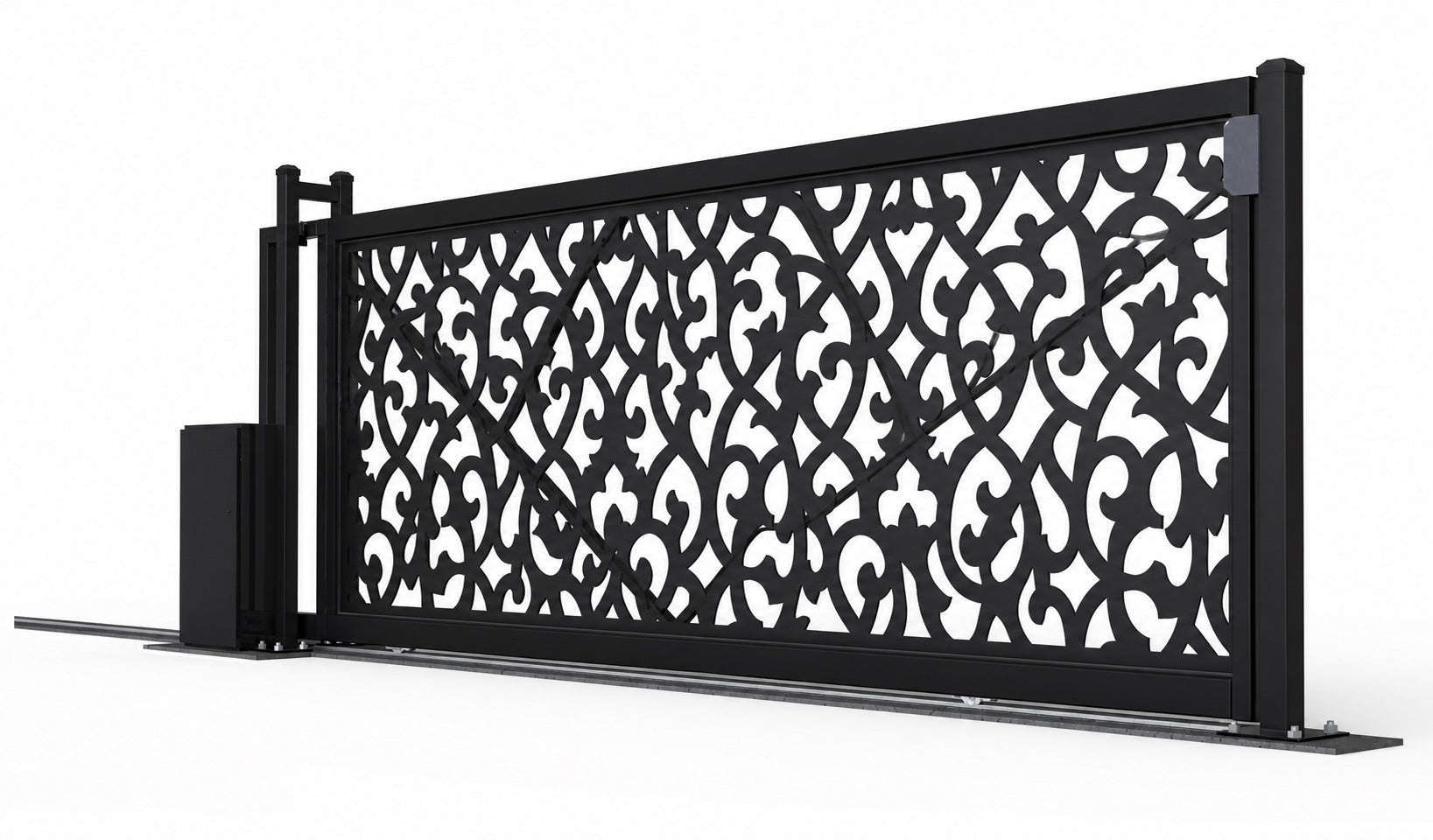 Design 006 decorative metal laser cut sliding driveway gate white background product render