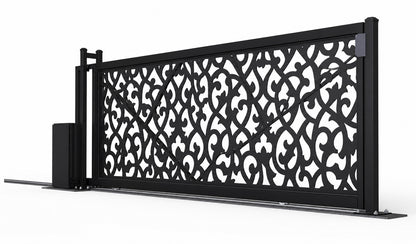 Design 006 decorative metal laser cut sliding driveway gate white background product render