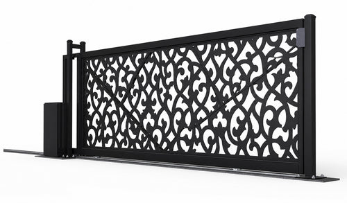 Design 006 decorative metal laser cut sliding driveway gate white background product render