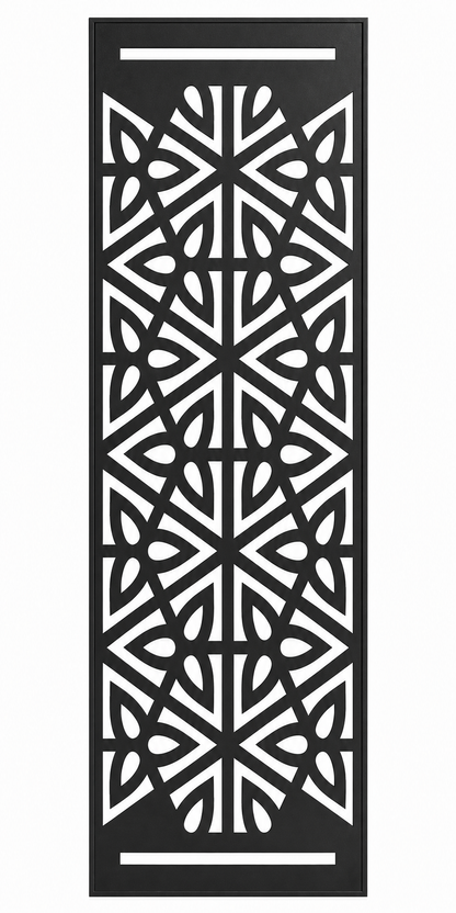 Design 007 Starburst Geometry Laser Cut Metal Privacy Screen Panel front main view