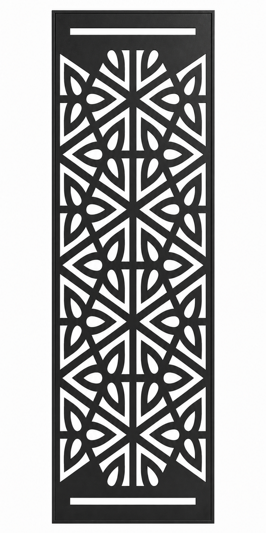 Design 007 Starburst Geometry Laser Cut Metal Privacy Screen Panel front main view