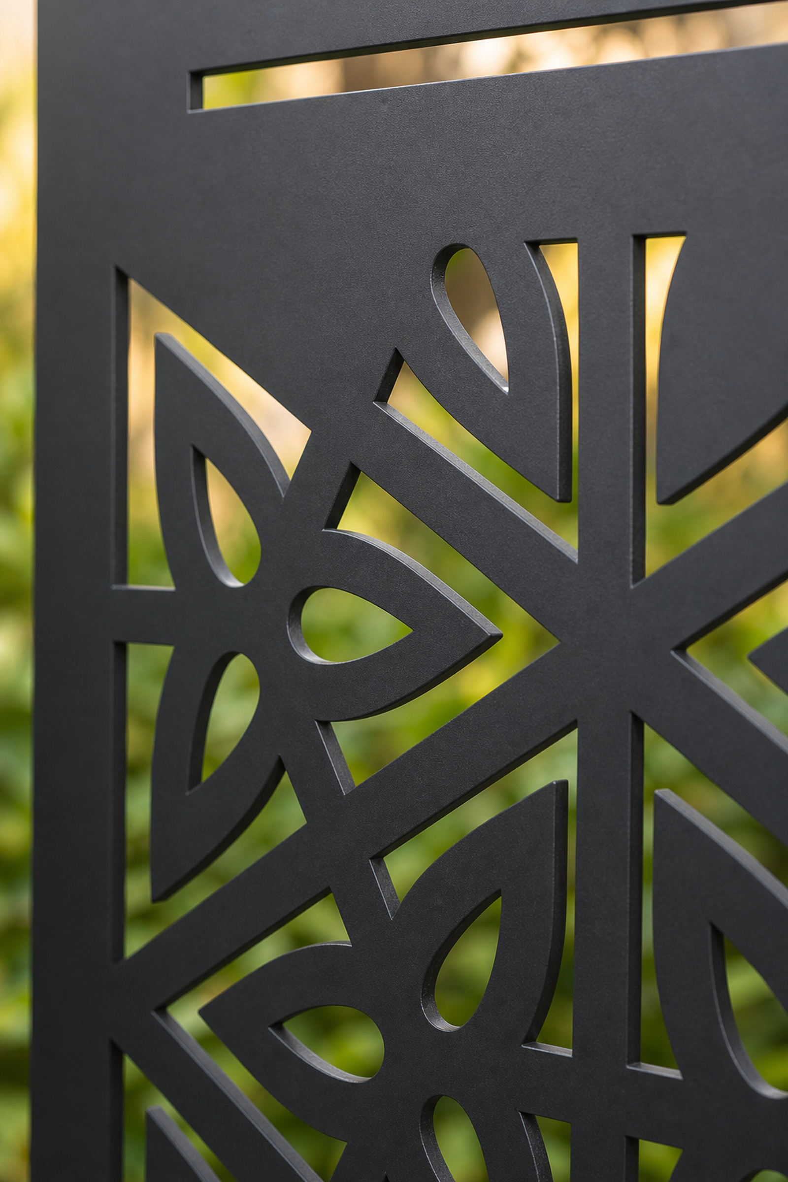 Design 007 Starburst Geometry Laser Cut Metal Privacy Screen Panel close-up detail view