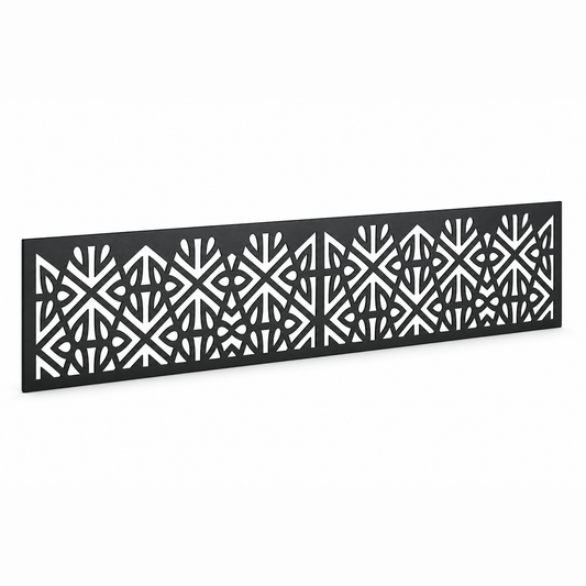 Starburst Lattice laser cut metal fence topper insert perspective view, Design 007