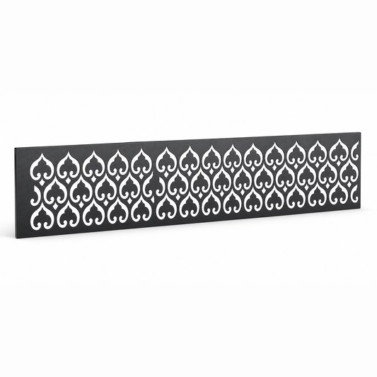 Scallop Wave Arch laser cut metal fence topper insert perspective view, Design 009