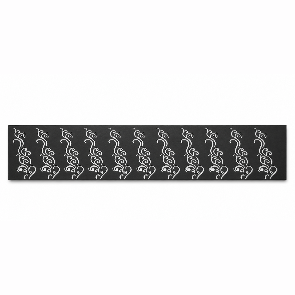 Curved Leaf Row decorative metal fence topper front pattern for WPC composite fencing, Design 010