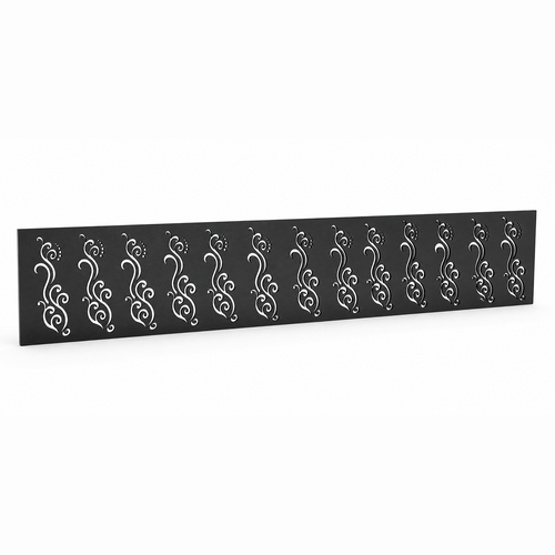 Curved Leaf Row laser cut metal fence topper insert perspective view, Design 010