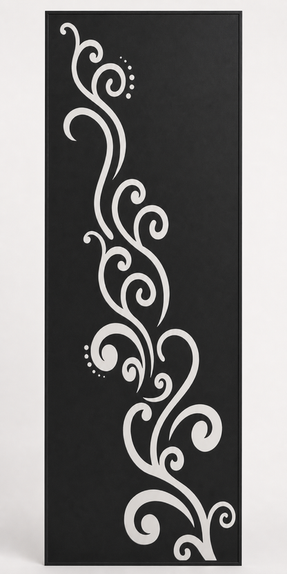 Design 010 Rising Vine Scroll Laser Cut Metal Privacy Screen Panel front main view