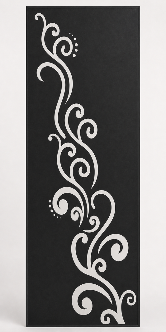 Design 010 Rising Vine Scroll Laser Cut Metal Privacy Screen Panel front main view
