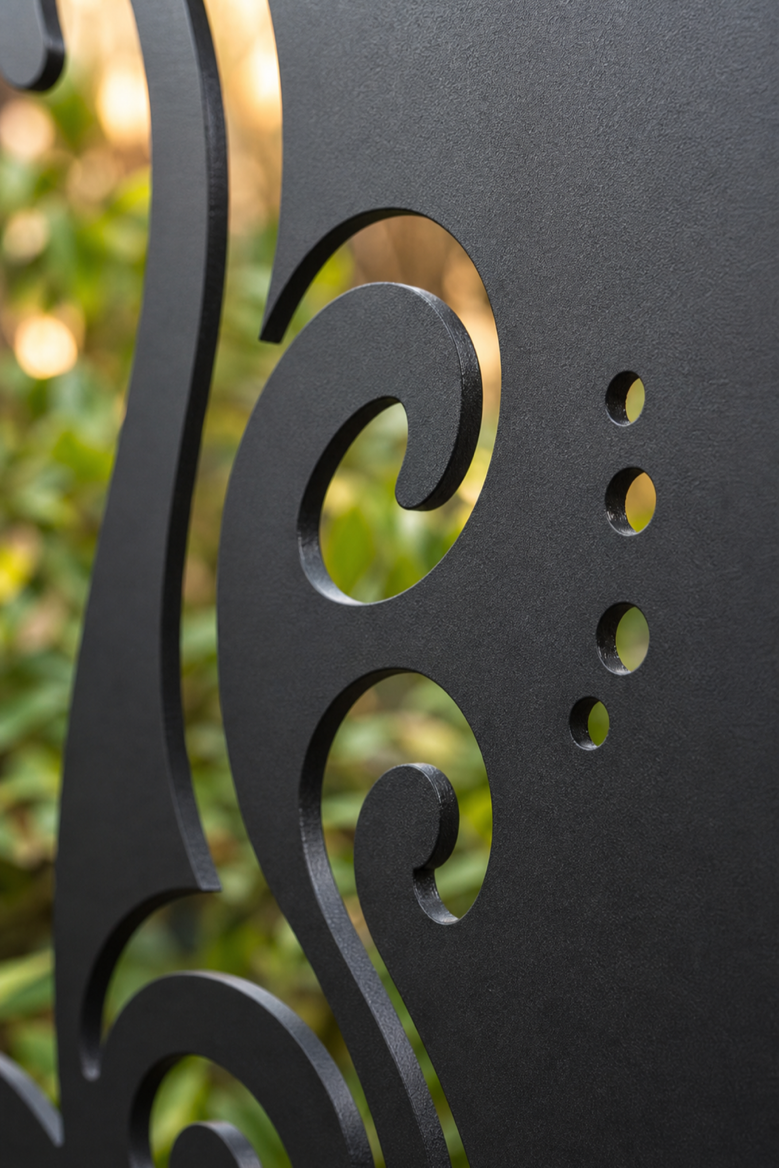 Design 010 Rising Vine Scroll Laser Cut Metal Privacy Screen Panel close-up detail view