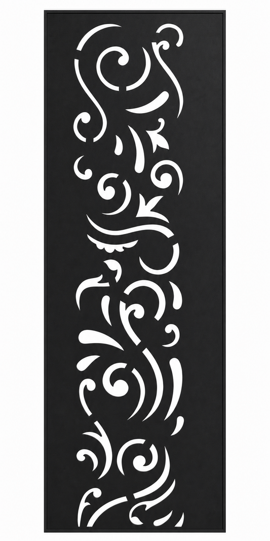 Design 011 Abstract Curl Laser Cut Metal Privacy Screen Panel front main view