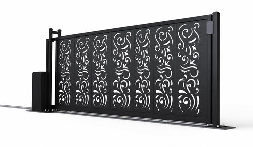Design 011 decorative driveway laser cut sliding driveway gate white background product render