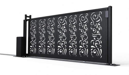 Design 011 decorative driveway laser cut sliding driveway gate white background product render