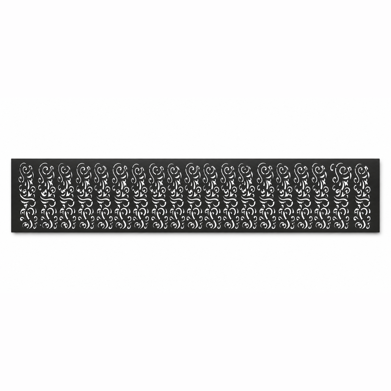 Woven Fern Stripe decorative metal fence topper front pattern for WPC composite fencing, Design 011