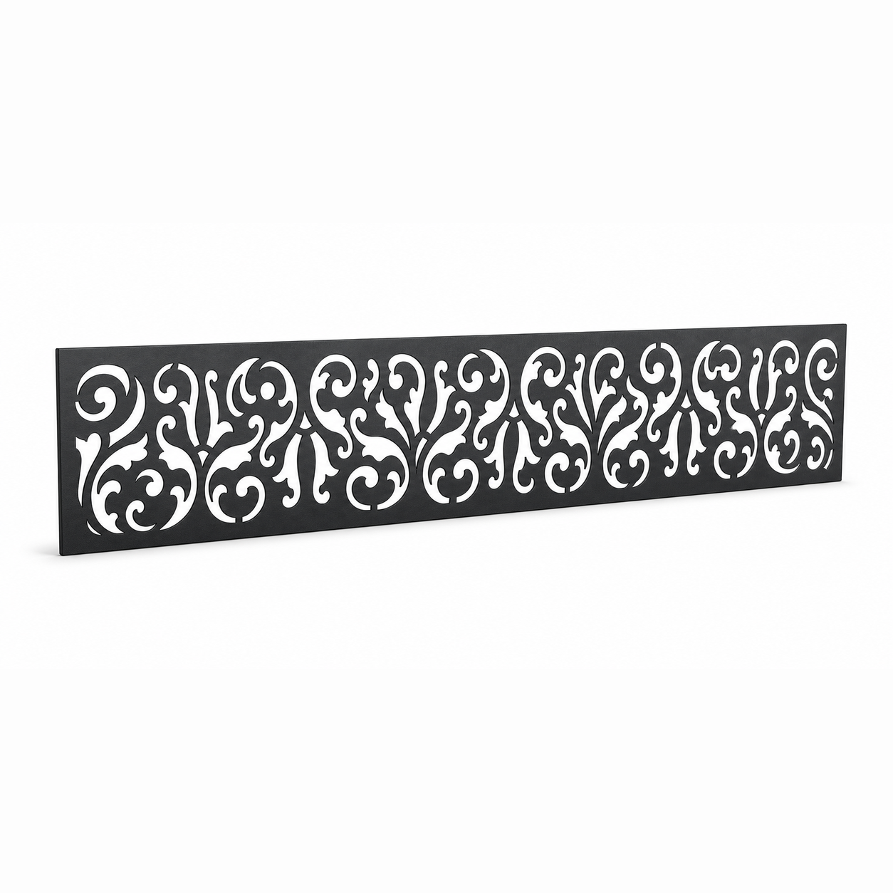 Woven Fern Stripe laser cut metal fence topper insert perspective view, Design 011