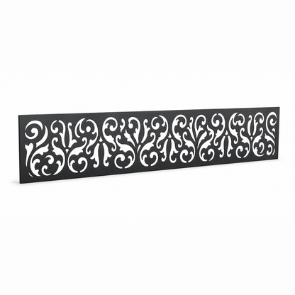 Woven Fern Stripe laser cut metal fence topper insert perspective view, Design 011