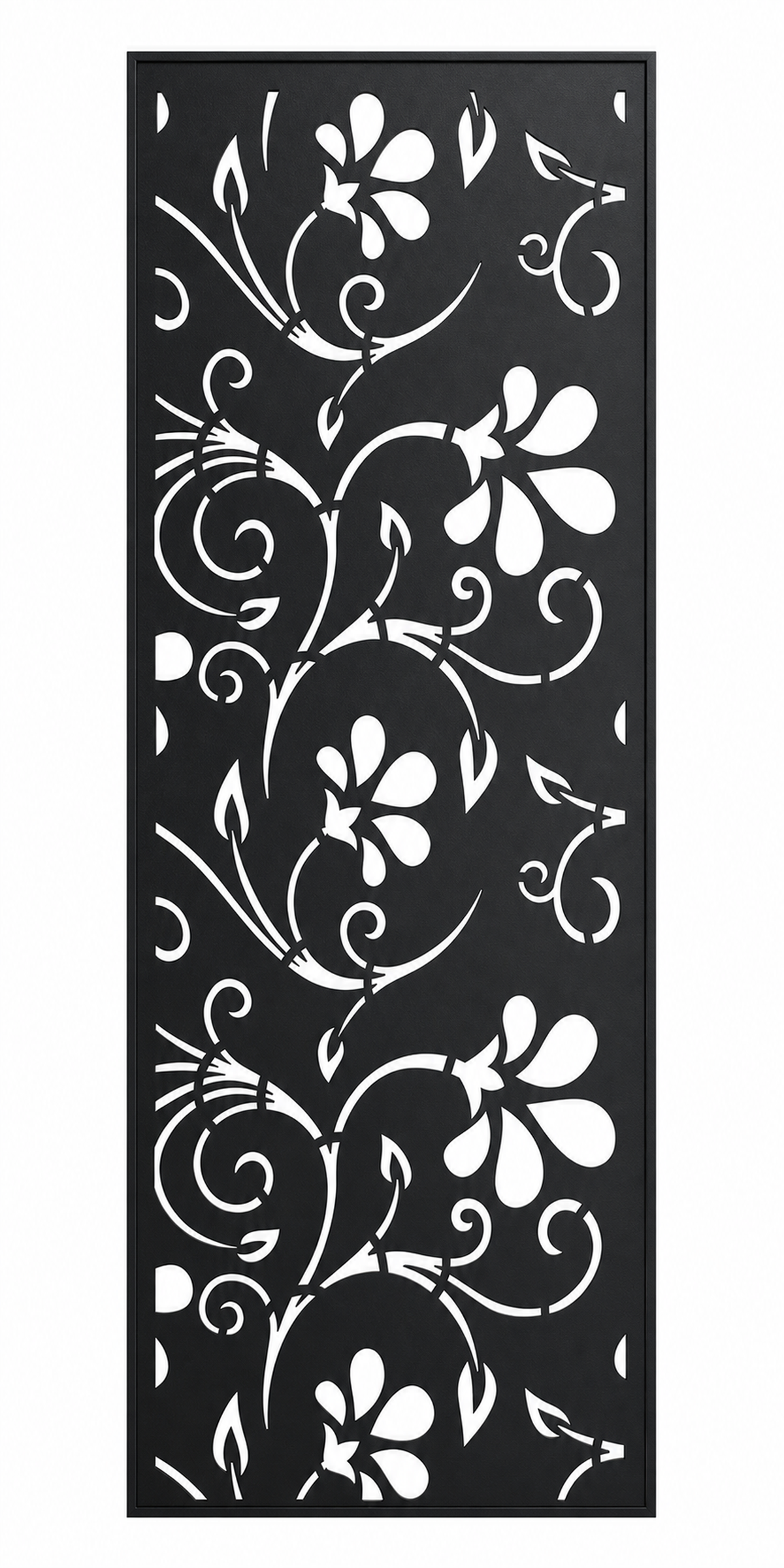 Design 012 Flower Vine Laser Cut Metal Privacy Screen Panel front main view