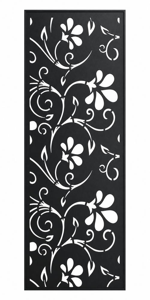 Design 012 Flower Vine Laser Cut Metal Privacy Screen Panel front main view