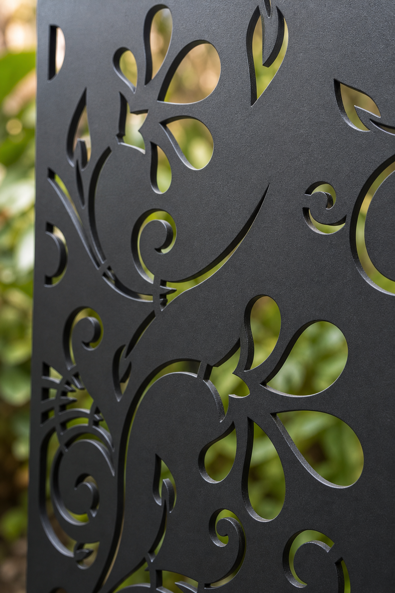 Design 012 Flower Vine Laser Cut Metal Privacy Screen Panel close-up detail view