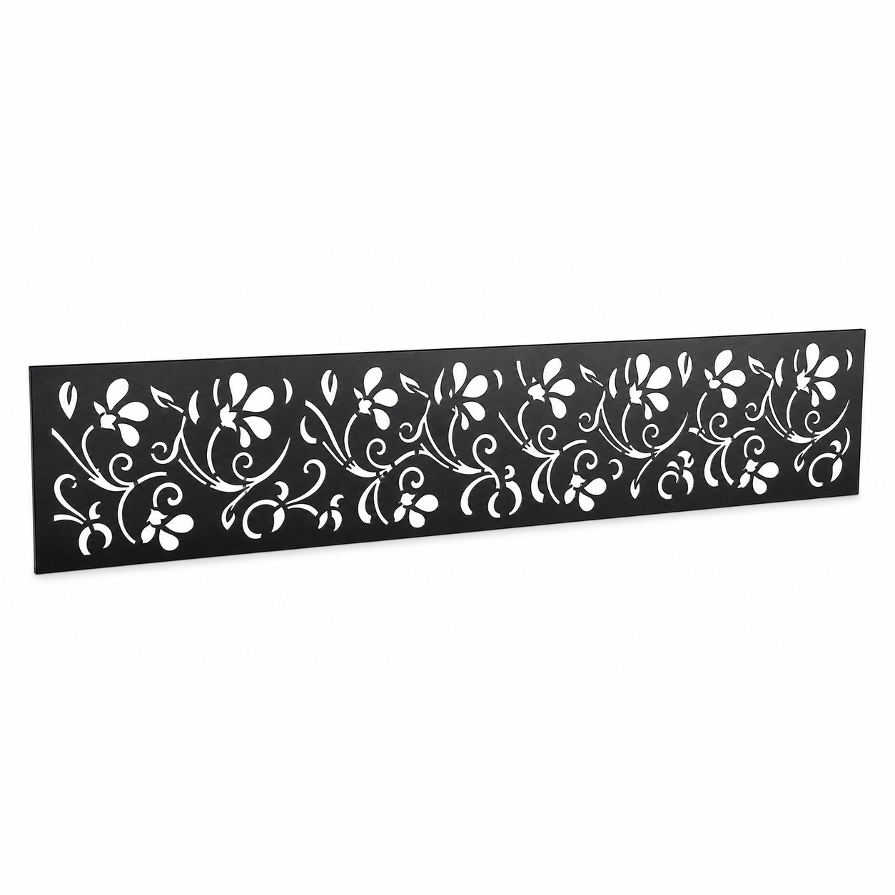 Rosette Vine laser cut metal fence topper insert perspective view, Design 012