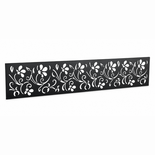 Rosette Vine laser cut metal fence topper insert perspective view, Design 012