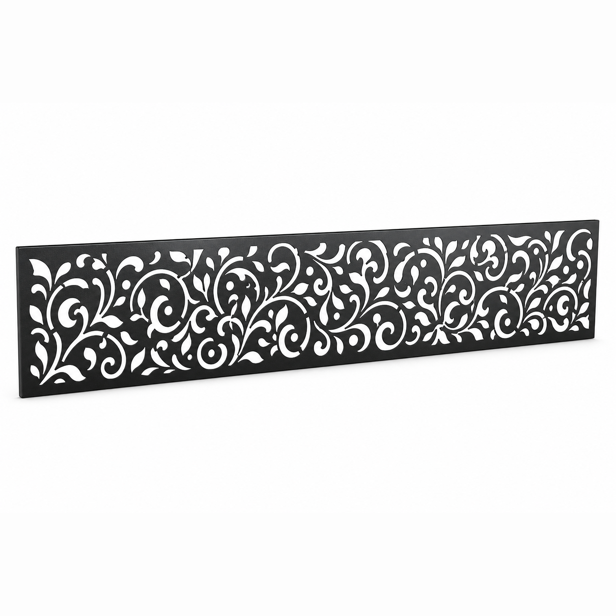 Micro Floral Lace laser cut metal fence topper insert perspective view, Design 013