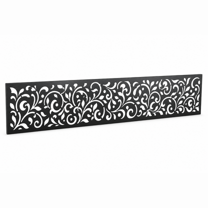 Micro Floral Lace laser cut metal fence topper insert perspective view, Design 013