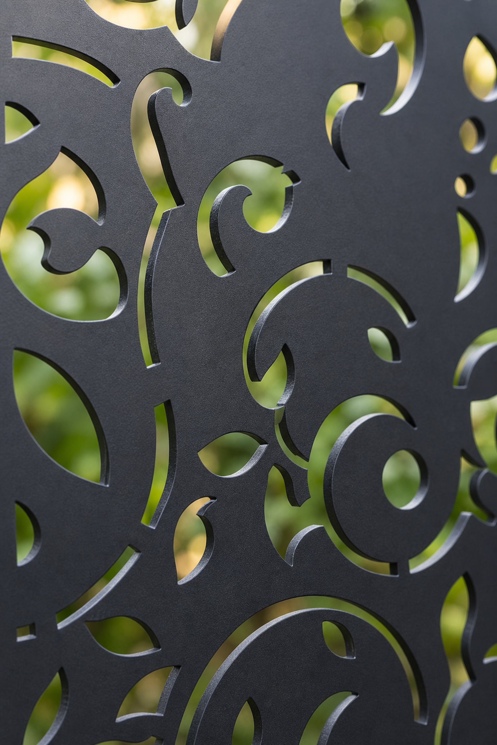 Design 013 Ornamental Scroll Laser Cut Metal Privacy Screen Panel close-up detail view