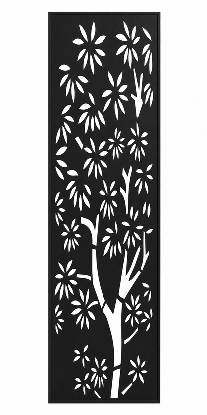 Design 014 Bamboo Flower Laser Cut Metal Privacy Screen Panel front main view