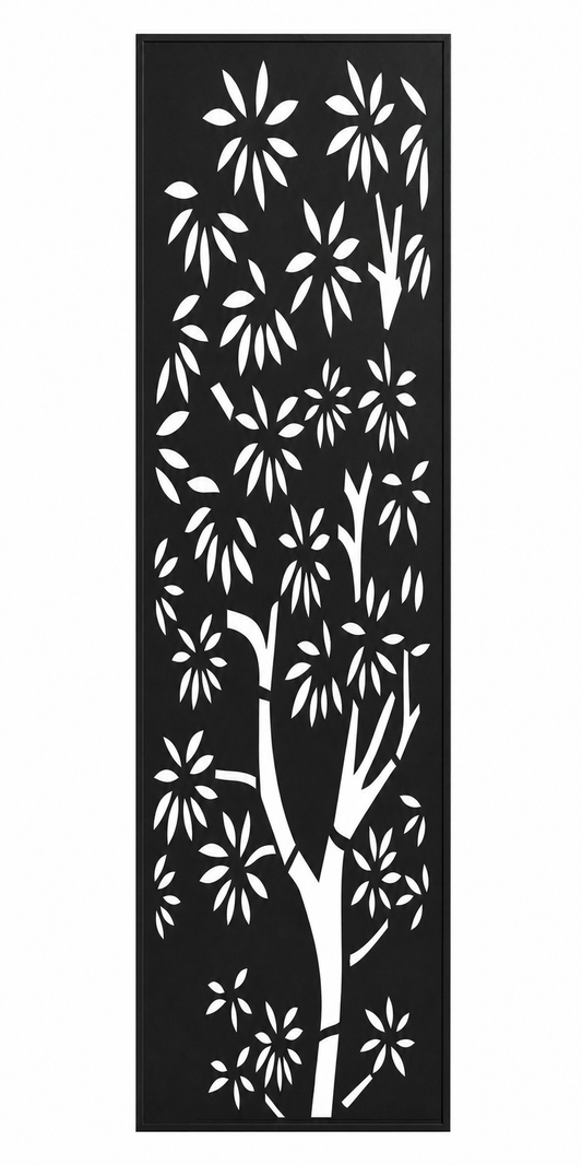 Design 014 Bamboo Flower Laser Cut Metal Privacy Screen Panel front main view