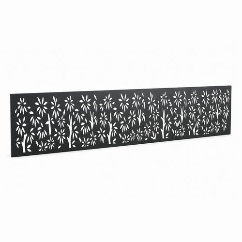 Spear Leaf Trellis laser cut metal fence topper insert perspective view, Design 014