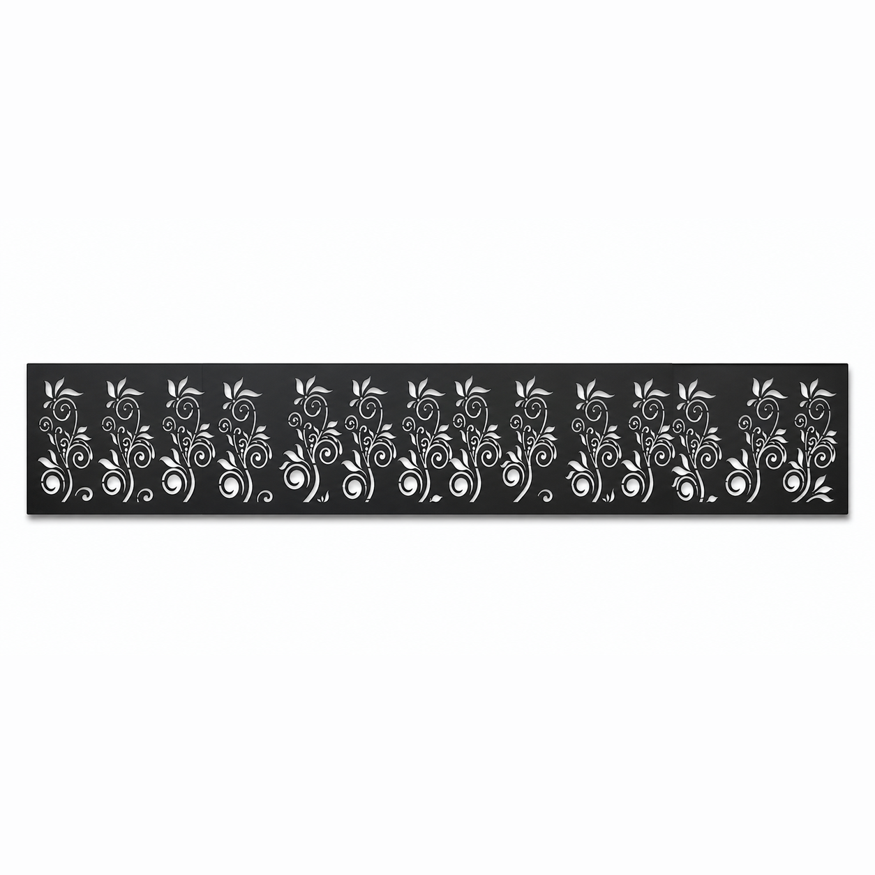 Slim Leaf Sprig decorative metal fence topper front pattern for WPC composite fencing, Design 015