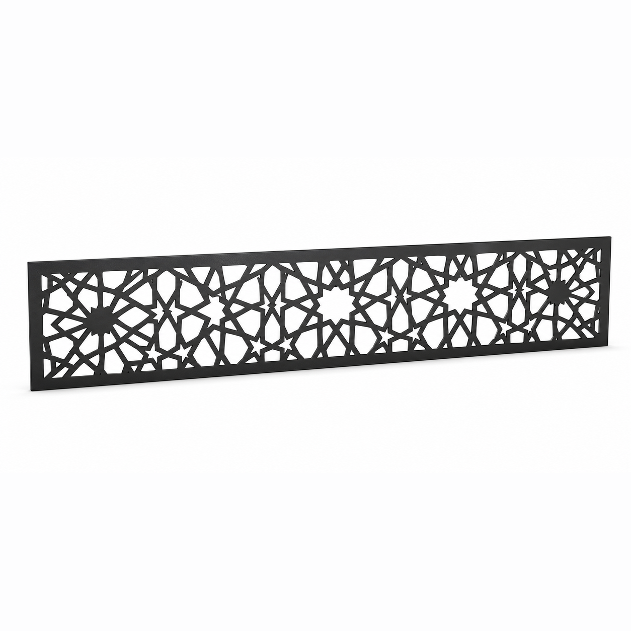 Daisy Circle Grid laser cut metal fence topper insert perspective view, Design 016