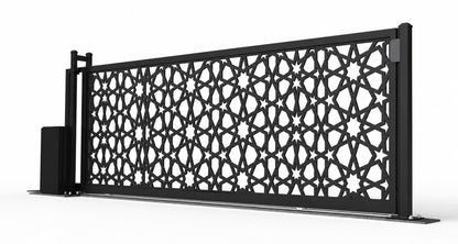 Design 016 modern security laser cut sliding driveway gate white background product render