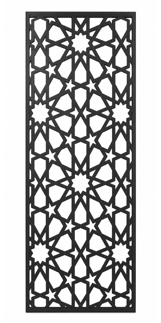 Design 016 Moroccan Star Laser Cut Metal Privacy Screen Panel front main view