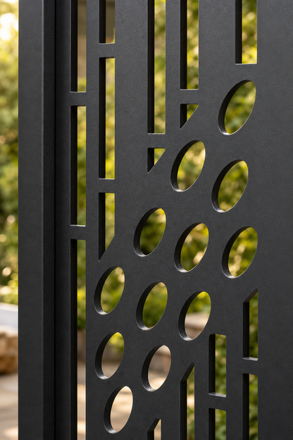 Design 017 Pebble Stripe Laser Cut Metal Privacy Screen Panel close-up detail view
