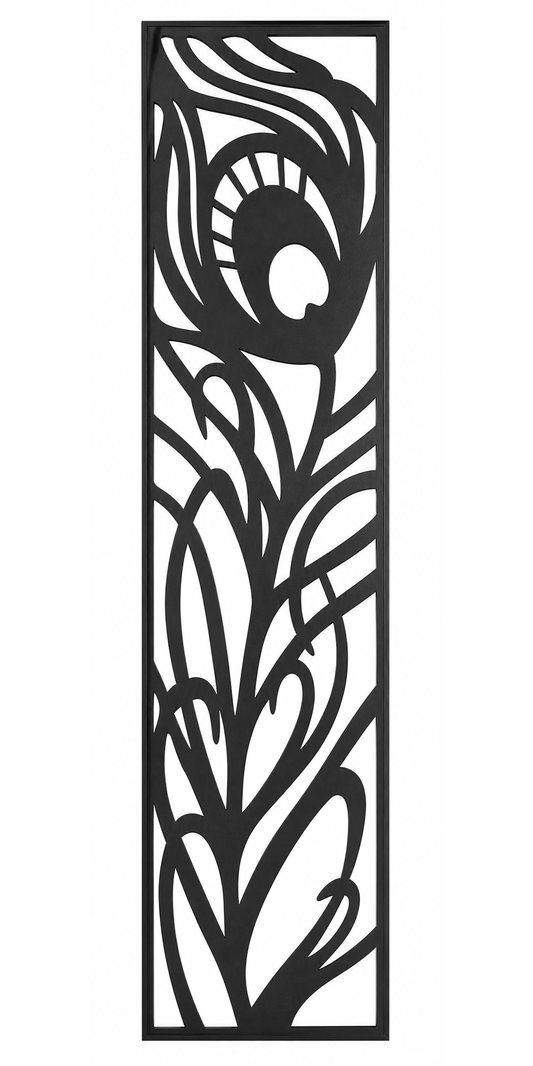 Design 018 Peacock Feather Laser Cut Metal Privacy Screen Panel front main view