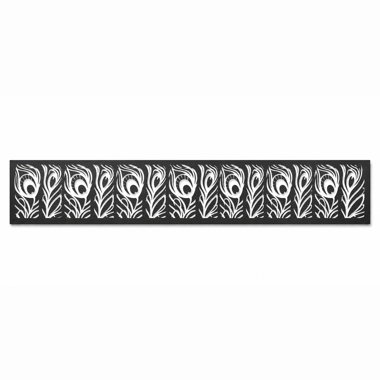 Spiral Vine Scroll decorative metal fence topper front pattern for WPC composite fencing, Design 018