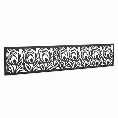 Spiral Vine Scroll laser cut metal fence topper insert perspective view, Design 018