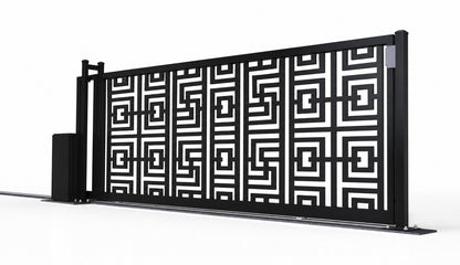 Design 019 architectural privacy laser cut sliding driveway gate white background product render
